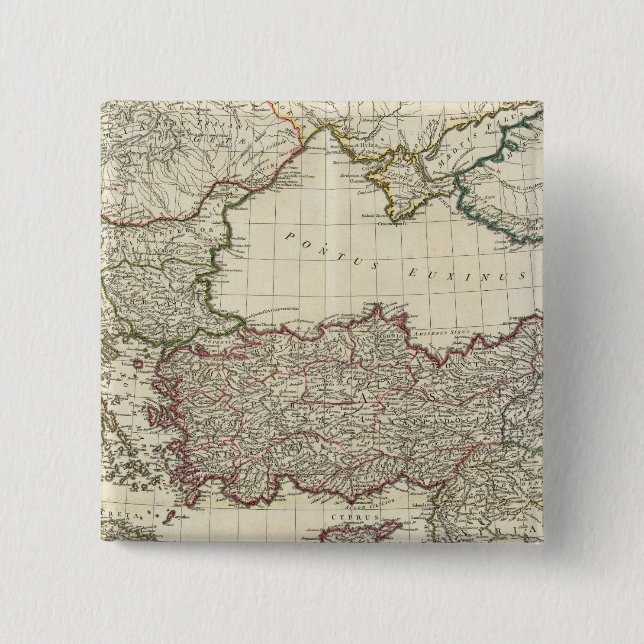 Bóton Quadrado 5.08cm Mapa clássico de Roma (Frente)