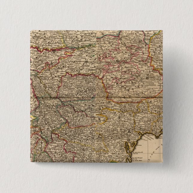Bóton Quadrado 5.08cm Mapa composto de colonatos franceses (Frente)