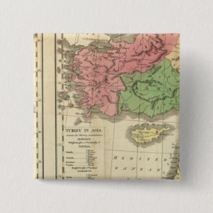 Bóton Quadrado 5.08cm Mapa cronológico da Turquia