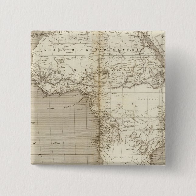 Bóton Quadrado 5.08cm Mapa da África 2 (Frente)