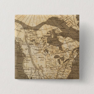 Bóton Quadrado 5.08cm Mapa da América do Norte por Arrowsmith