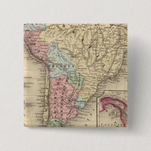 Bóton Quadrado 5.08cm Mapa da América do Sul por Mitchell