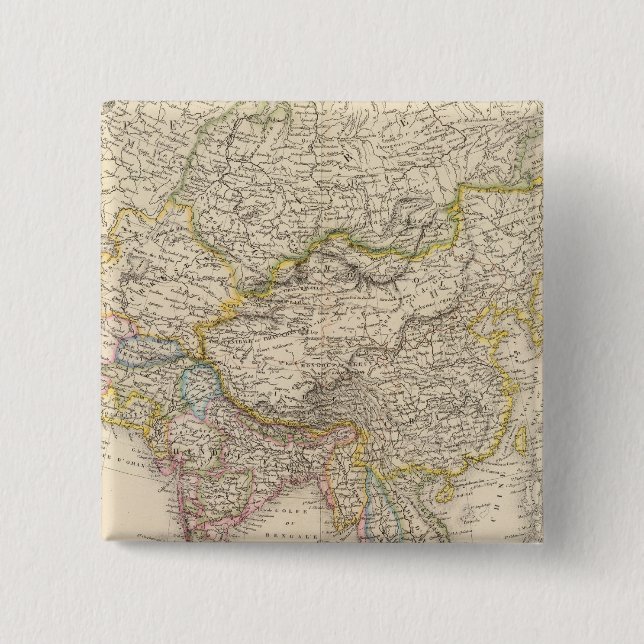 Bóton Quadrado 5.08cm Mapa da Ásia 2 (Frente)