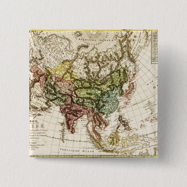 Bóton Quadrado 5.08cm Mapa da ÁsiaPanorâmicaÁsia 7 (Frente)