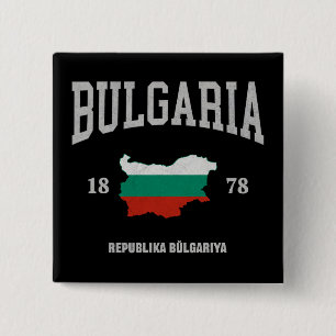 Bóton Quadrado 5.08cm Mapa da Bandeira da Bulgária