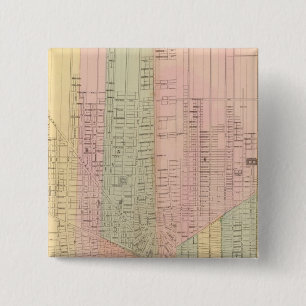 Bóton Quadrado 5.08cm Mapa da Cidade de Detroit