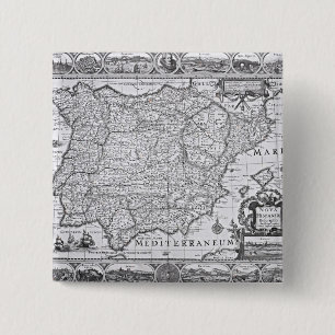 Bóton Quadrado 5.08cm Mapa da espanha