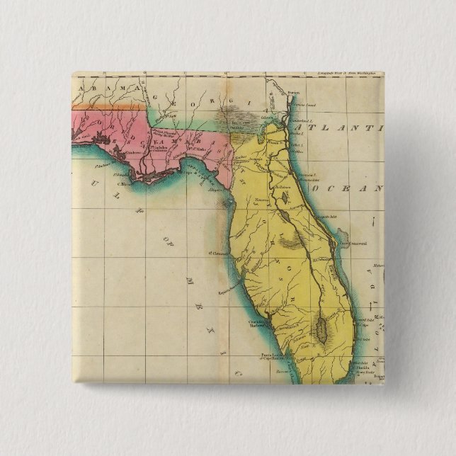 Bóton Quadrado 5.08cm Mapa Da Flórida (Frente)