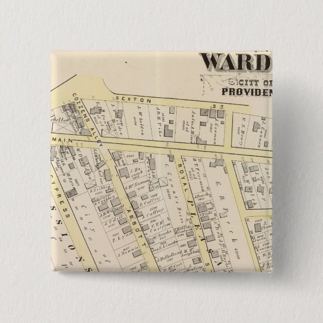 Bóton Quadrado 5.08cm Mapa da Ilha Providence Rhode 2 (Frente)