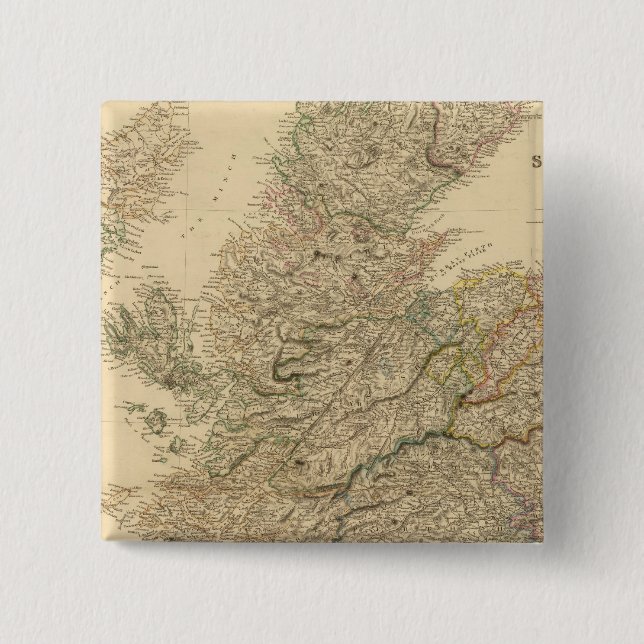 Bóton Quadrado 5.08cm Mapa da Inglaterra (Frente)