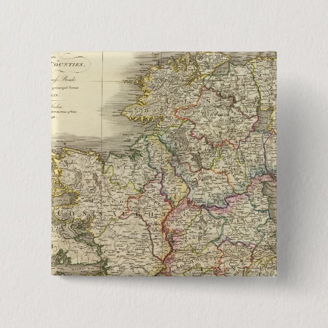 Bóton Quadrado 5.08cm Mapa da Irlanda (Frente)