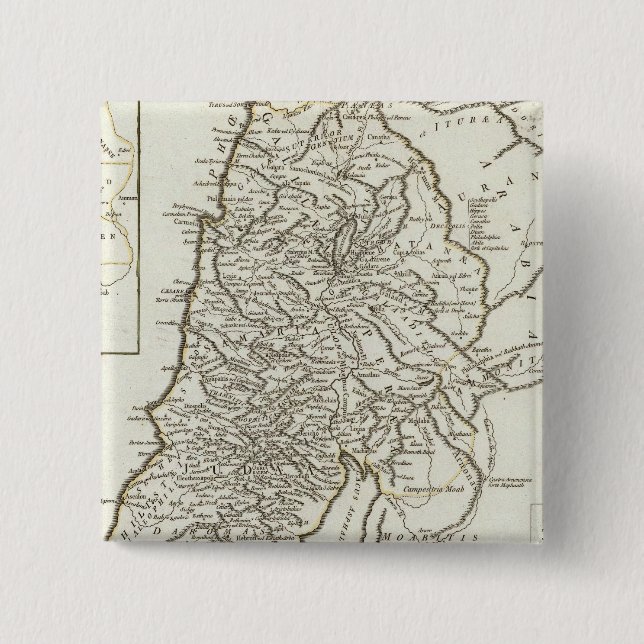 Bóton Quadrado 5.08cm Mapa da Palestina (Frente)