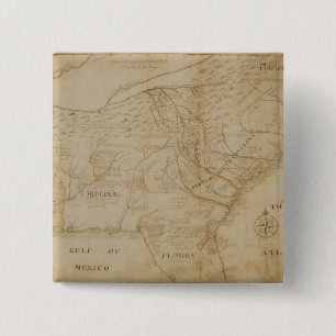 Bóton Quadrado 5.08cm Mapa da parte do sudeste de America do Norte, 172