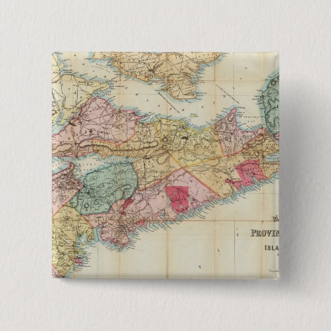 Bóton Quadrado 5.08cm Mapa da província de Nova Escócia 2 de Mackinlay (Frente)