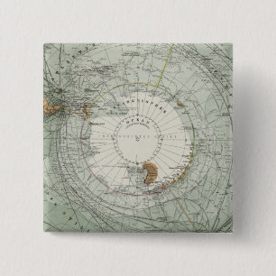 Bóton Quadrado 5.08cm Mapa da Região Polar Sul