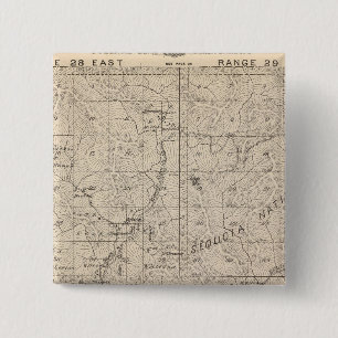 Bóton Quadrado 5.08cm Mapa da Seção do Condado de Tulare T1617S R2829E