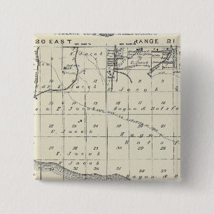 Bóton Quadrado 5.08cm Mapa da Seção do Condado de Tulare T2021S R2021E