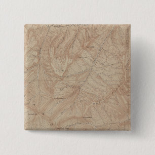 Bóton Quadrado 5.08cm Mapa da Topografia, Parte Nacional do Yellowstone,