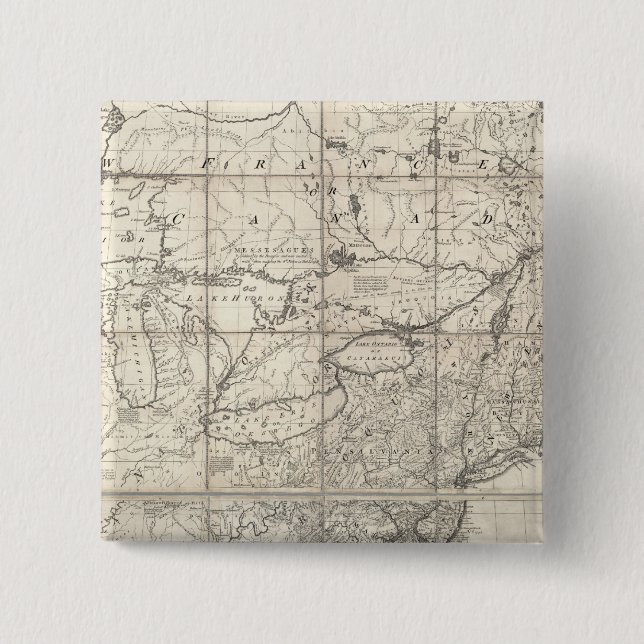 Bóton Quadrado 5.08cm Mapa das Domínios Britânico e Francês (Frente)