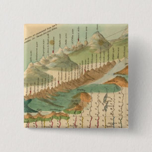 Bóton Quadrado 5.08cm Mapa das montanhas e dos rios