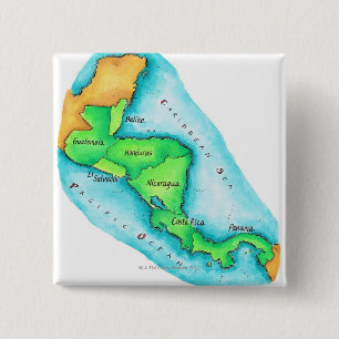 Bóton Quadrado 5.08cm Mapa de América Central