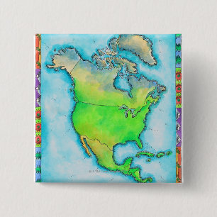 Bóton Quadrado 5.08cm Mapa de America do Norte 3