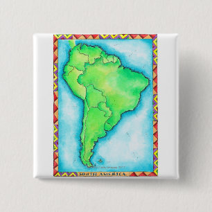 Bóton Quadrado 5.08cm Mapa de Ámérica do Sul 2