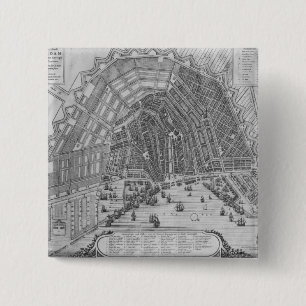 Bóton Quadrado 5.08cm Mapa de Amsterdão, 1662