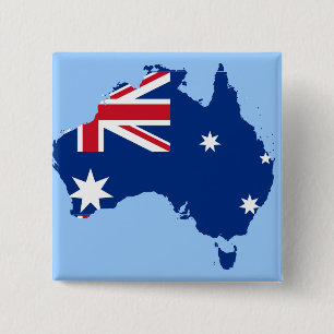 Bóton Quadrado 5.08cm mapa de bandeira austrália