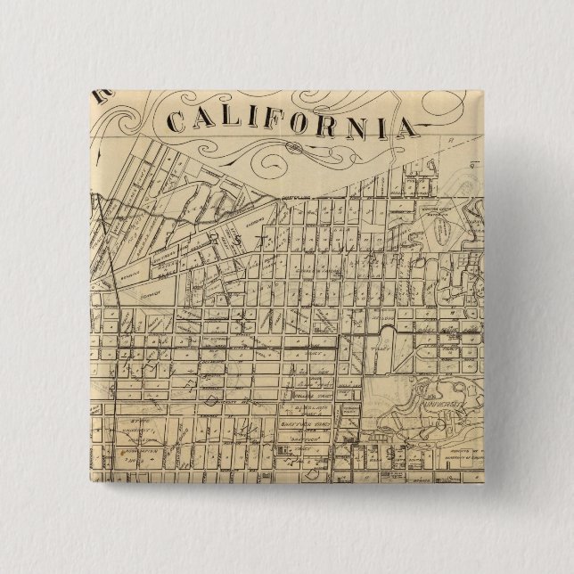 Bóton Quadrado 5.08cm Mapa de Berkeley, Califórnia (Frente)