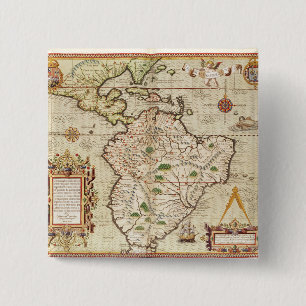 Bóton Quadrado 5.08cm Mapa de central e de Ámérica do Sul