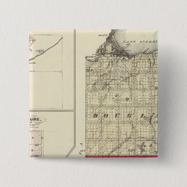 Bóton Quadrado 5.08cm Mapa de Douglas e de Burnett (Frente)