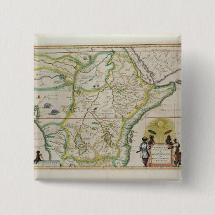 Bóton Quadrado 5.08cm Mapa de Etiópia que mostra cinco estados africanos