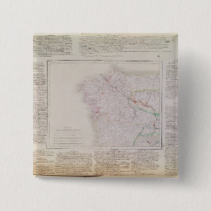 Bóton Quadrado 5.08cm Mapa de Galiza com a rota do exército francês