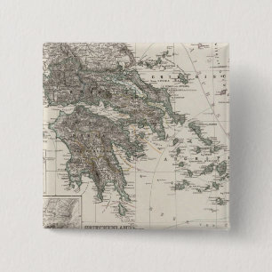 Bóton Quadrado 5.08cm Mapa de Grécias por Stieler