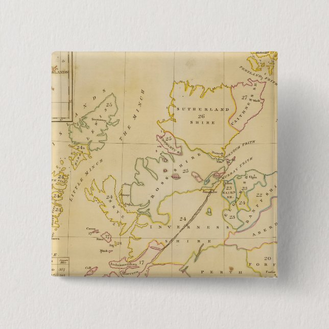 Bóton Quadrado 5.08cm Mapa de índice (Frente)