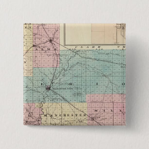 Bóton Quadrado 5.08cm Mapa de Jackson County, Plat of Friendship