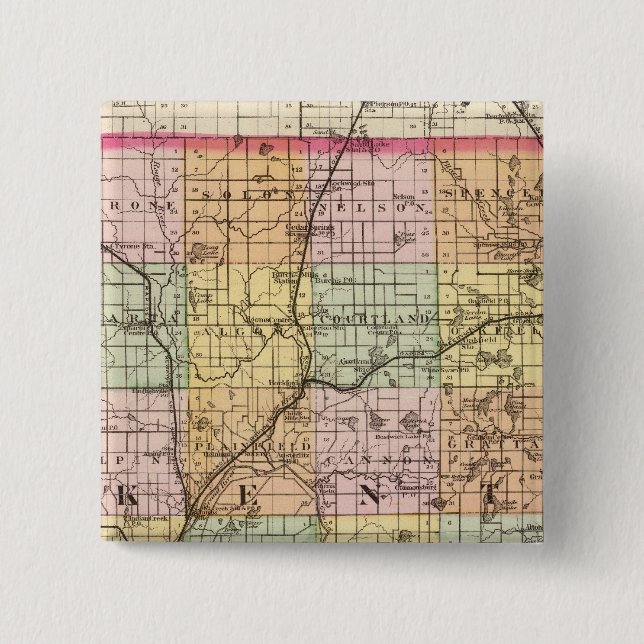 Bóton Quadrado 5.08cm Mapa de Kent County, Michigan (Frente)