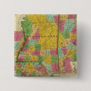 Bóton Quadrado 5.08cm Mapa de Louisiana, Mississippi e Alabama
