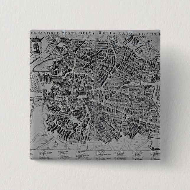 Bóton Quadrado 5.08cm Mapa de Madrid (Frente)
