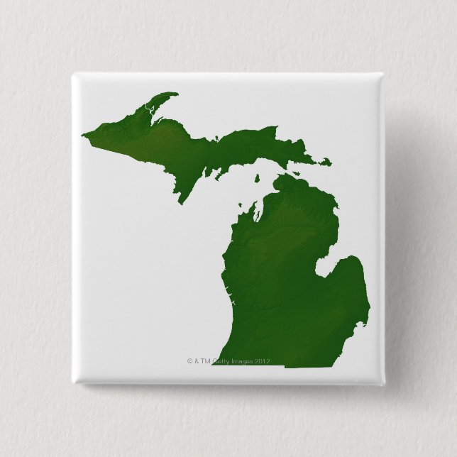 Bóton Quadrado 5.08cm Mapa de Michigan (Frente)