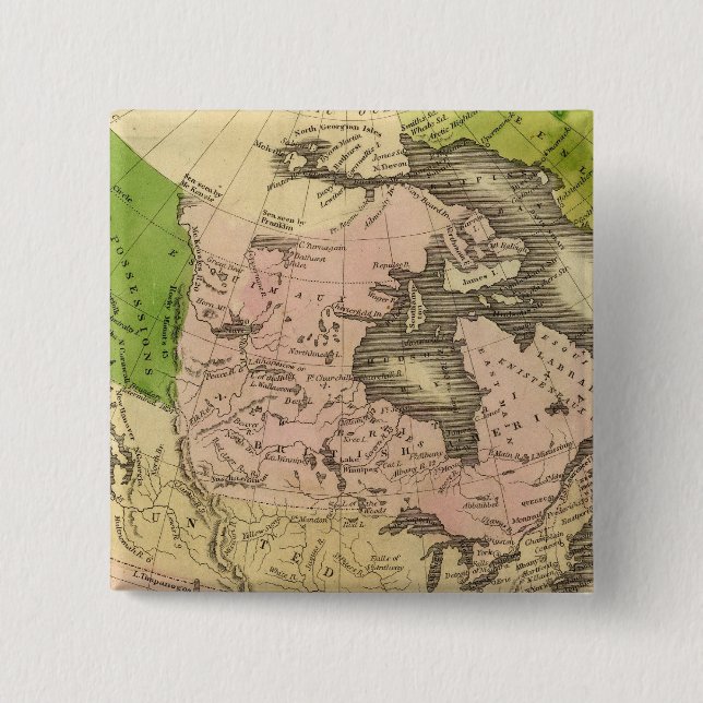 Bóton Quadrado 5.08cm Mapa de Olney para a América do Norte (Frente)