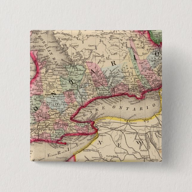 Bóton Quadrado 5.08cm Mapa de Ontário de Mitchell (Frente)
