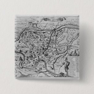 Bóton Quadrado 5.08cm Mapa de Roma antiga
