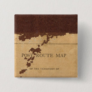 Bóton Quadrado 5.08cm Mapa de rota do posto Território de Dakota