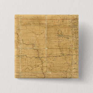 Bóton Quadrado 5.08cm Mapa de rotas de Posto do Território de Dakota