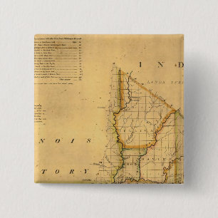 Bóton Quadrado 5.08cm Mapa de Shelton e Kensett do Estado de Indiana