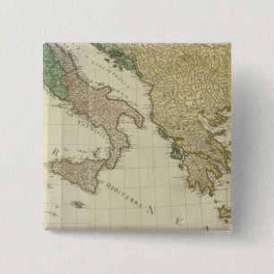 Bóton Quadrado 5.08cm Mapa do Atlas Composto do Mediterrâneo