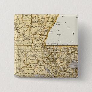 Bóton Quadrado 5.08cm Mapa do Atlas da Louisiana
