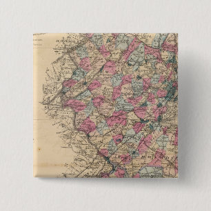 Bóton Quadrado 5.08cm Mapa do Atlas de Nova Jersey